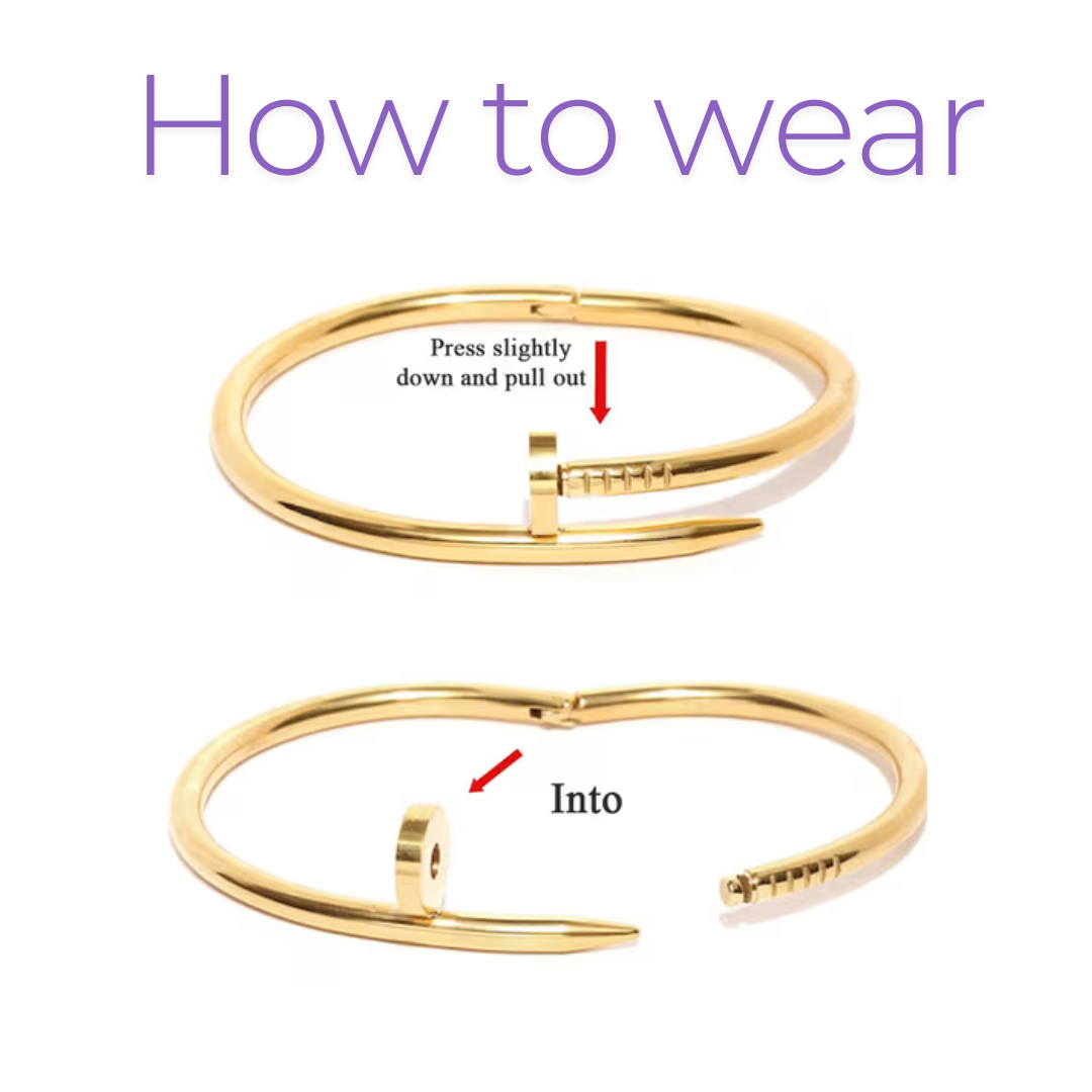 Women Gold-Plated Bangle Nail Style Bracelet