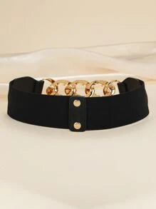 Women's Gold Chain Decor Waist Belt, Suitable For Daily Wear Elegant