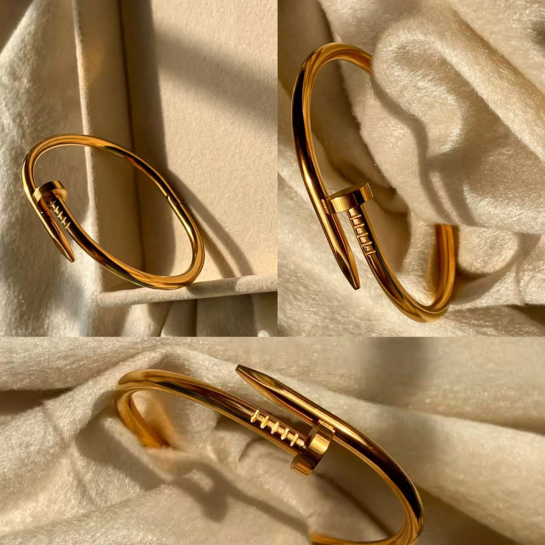 Women Gold-Plated Bangle Nail Style Bracelet