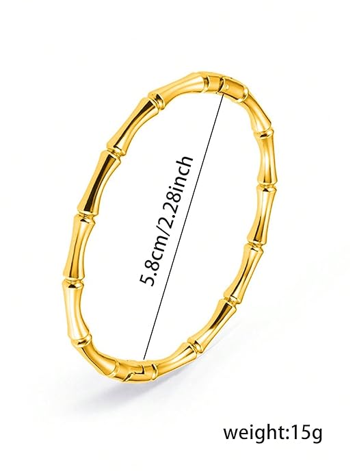 Women Gold-Plated Bangle Bamboo Style Bracelet