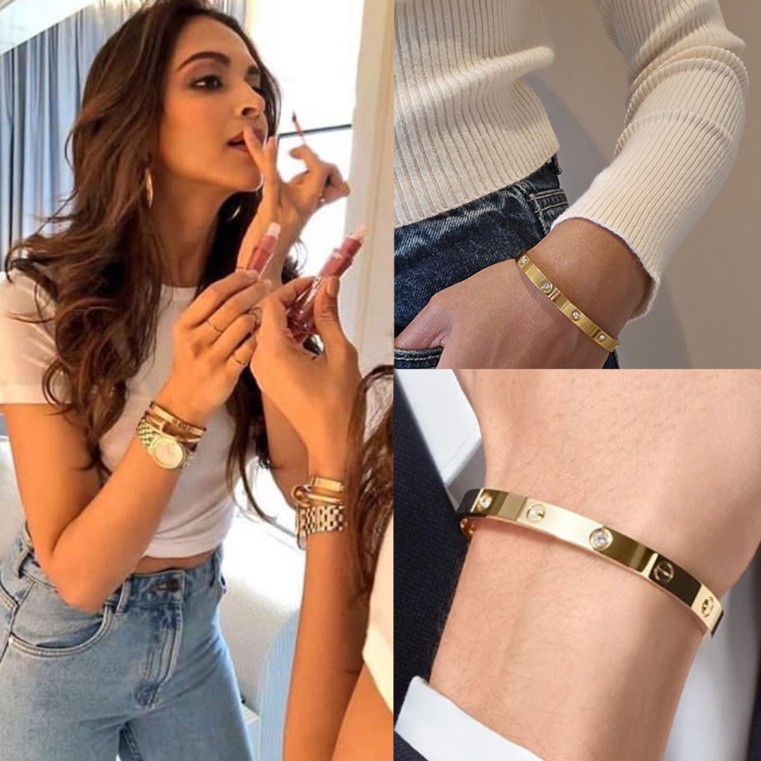 Women Gold-Plated Bangle Nail Style Bracelet