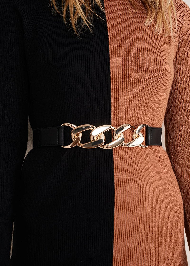 Women's Gold Chain Decor Waist Belt, Suitable For Daily Wear Elegant