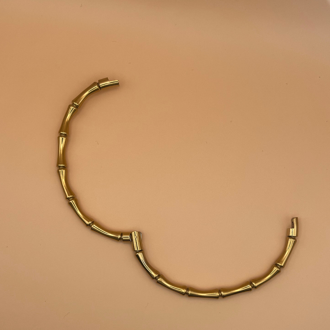Women Gold-Plated Bangle Bamboo Style Bracelet