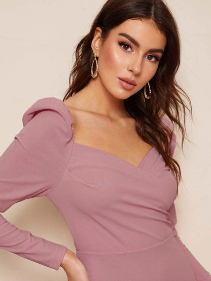 Women Bodycon Light Pink wrap dresses full sleeve