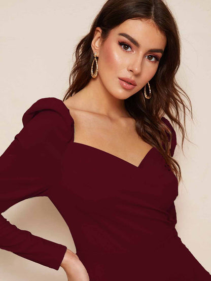 Women Bodycon Maroon wrap dresses full sleeve