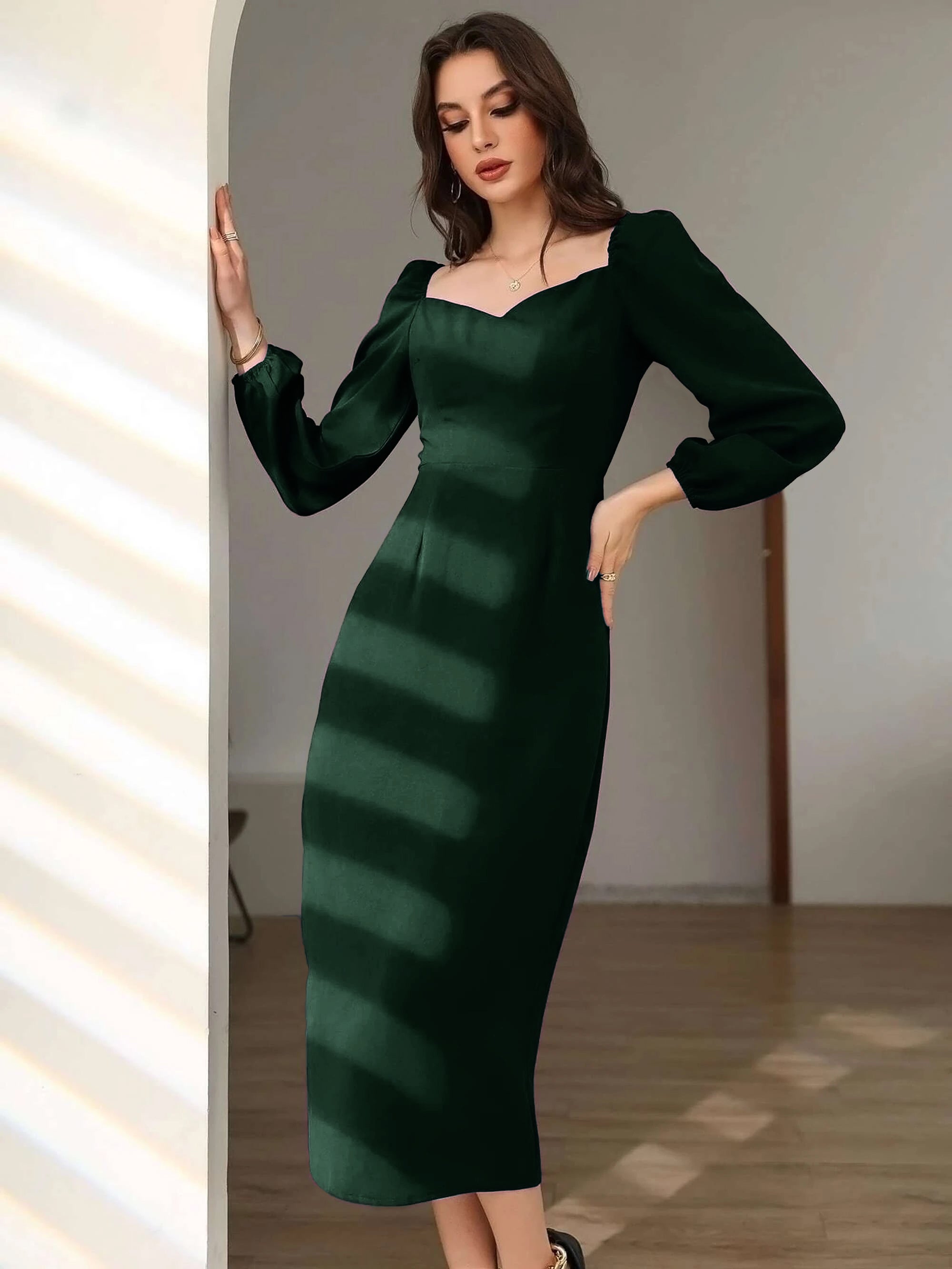 Dark green one piece dress hotsell